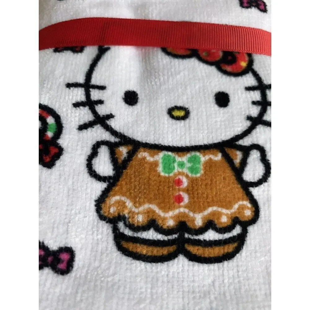 2 Pk Sanrio Hello Kitty Christmas Gingerbread Dress Candy Cane Bath Hand‎ Towels